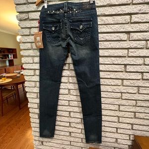 True Religion Julie Disco Punk skinny jeans size 26 dark wash Swarovski crystals
